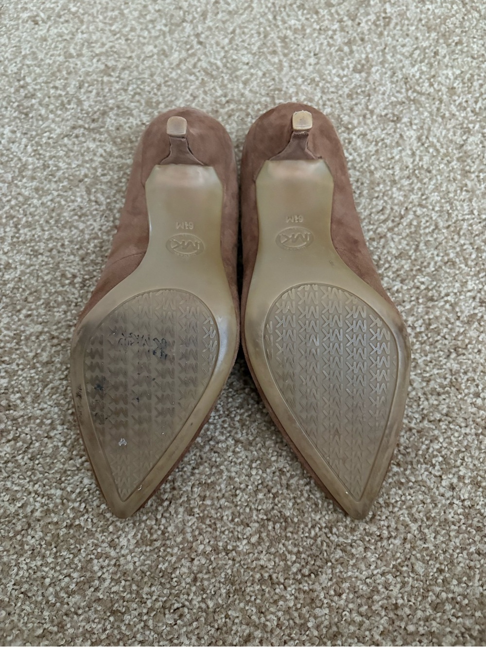 Michael Kors Brown Suede Pointed Pumps with Gold Insole - Picture 3 of 4